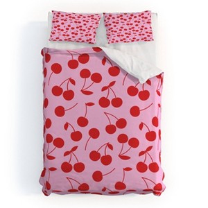 Deny Designs Full/Queen thespacehouse Pink Red Cherries Duvet and Sham Set - 1 of 4