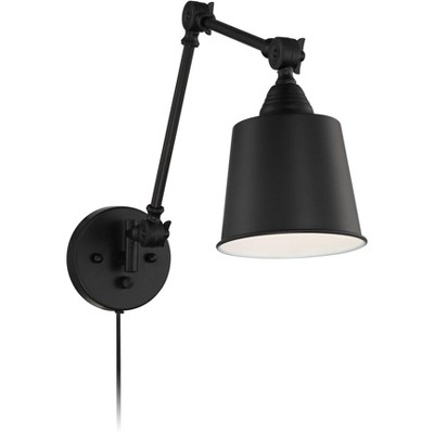 Black Metal Adjustable Swing Arm Wall Lamps Set of 2
