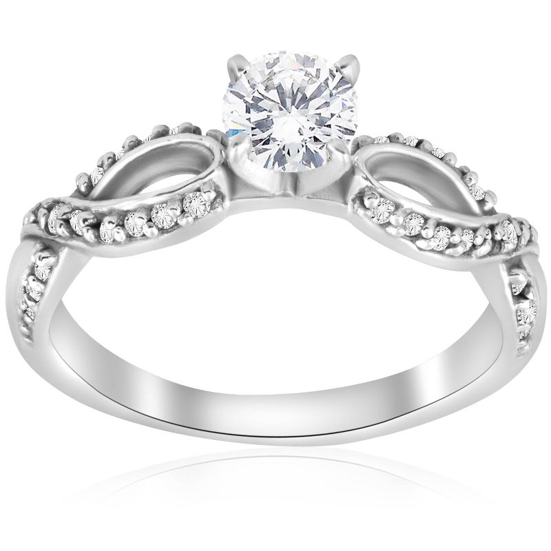 Pompeii3 5/8 ct Diamond Engagement Infinity Crossover Ring 14K White Gold, 1 of 5