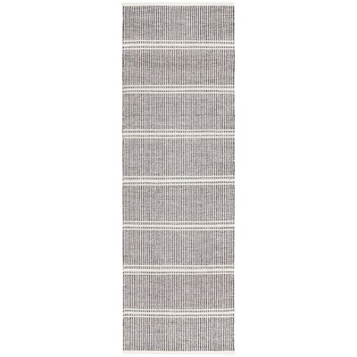Gray and Cream Handwoven Wool Herringbone Rug 2' x 3'