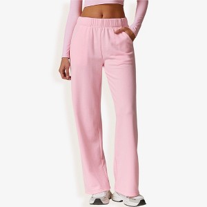 Anna-Kaci Active Women's Elastic Waist Wide Leg Sweatpants with Pockets for Lounge and Casual Wear - 1 of 4