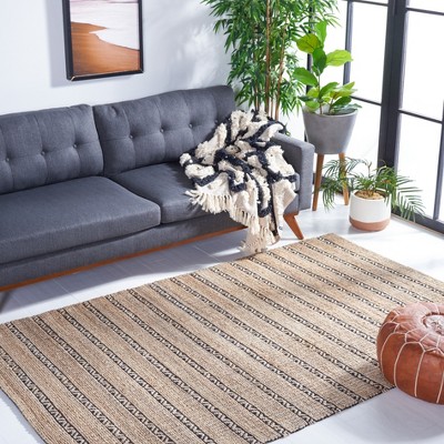 Handwoven Cotton-Jute Blend Rug in Black & Natural - 3' x 5'