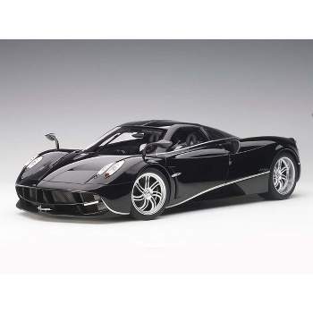 Pagani Huayra Gloss Black with Silver Stripes and Silver Wheels 1/12 Model Car by Autoart