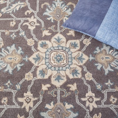 Handmade Gray Wool Tufted Floral Area Rug 2' x 3'