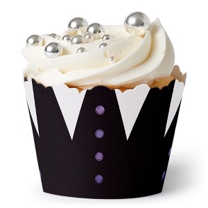 Big Dot of Happiness Goth Girl Cupcake Wrappers, Adjustable Fit, Black and Purple Halloween or Gothic Birthday Party Decorations - Set of 12 - 1 of 4
