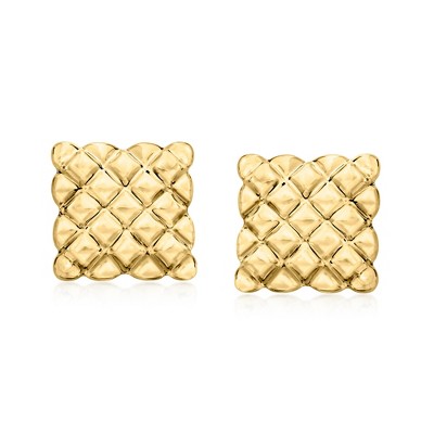 Ross-Simons Italian 18kt Gold Over Sterling Quilted Square Earrings