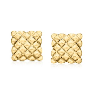 Ross-Simons Italian 18kt Gold Over Sterling Quilted Square Earrings - 1 of 3