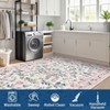 Washable living room rug, with floral decoration and non-slip backing, stain-resistant,  for dining room, bedroom, children's room - 4 of 4
