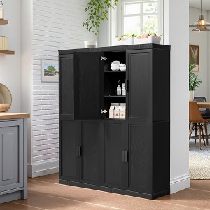 72"x62"x16" Wood Accent Cabinet in Black, Storage Organizer with Adjustable Shelves for Kitchen Bedroom Entryway Living Room Dinning Room - 1 of 4