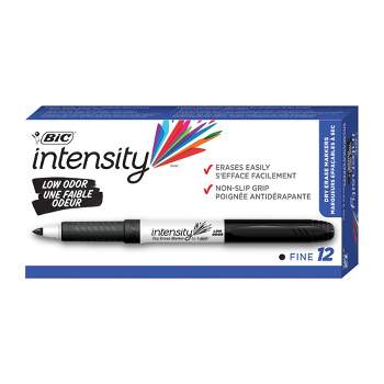 BIC® Intensity Low Odor Dry Erase Markers, Fine Tip Dry Erase Markers (6.34 mm), Black, 12-Count Pack