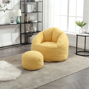CAVINAS Microfiber Bean Bag Chair with Footrest,Lazy Sofa Chair with High Pressure Foam,Cozy Lounge Chair for Living Room - 1 of 4