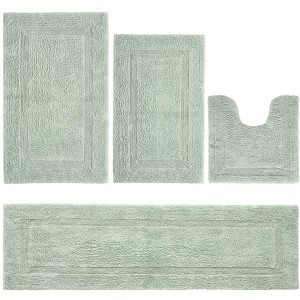 Lux Premium 100% Cotton Tufted Solid Reversible 4 Piece Bath Rug Set – Ultra-Soft, Water-Absorbent, Durable, Machine Washable Bathroom Rug - 1 of 4