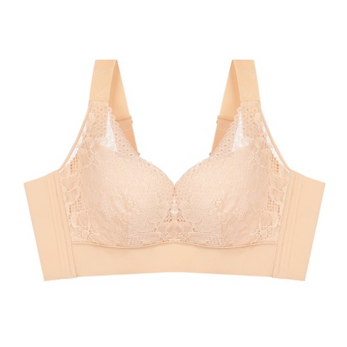 Agnes Orinda Women's No Underwire Full Coverage Comfort Wirefree Lace Bra  Nude 38d : Target