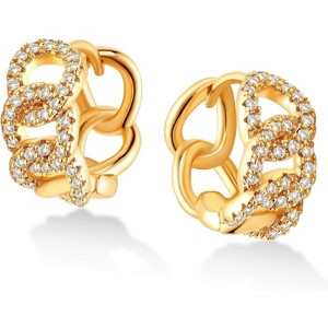 Dremmy Studios CZ Huggie Hoop Earrings | 14K Gold Plated, Chunky & Minimalist Gift - 1 of 4