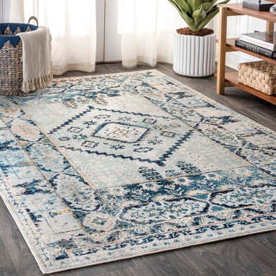 5'x8' Osuna Diamond Vintage Medallion Indigo Area Rug, Indigo/ivory ...