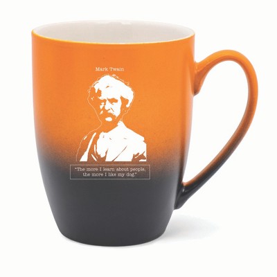Elanze Designs The More I Learn About People The More I Like My Dog Two Toned Ombre Matte 10 ounce New Bone China Coffee Tea Cup Mug, Orange and Black