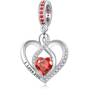 Sterling Silver Heart Birthstone Charms - Customizable Beads for Bracelets & Necklaces, Gift for Women - 1 of 4