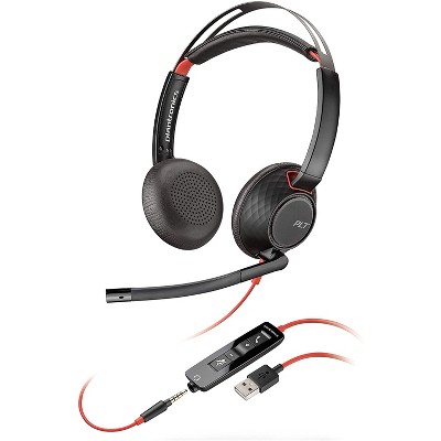 Plantronics Blackwire C5220 - Wired, Dual-Ear (Stereo) Headset with Boom Mic - USB-A, 3.5 mm to connect to your PC, Mac, Tablet and / or Cell Phone