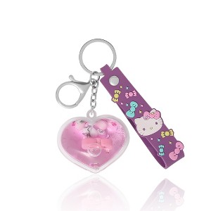 Hello Kitty Heart Liquid Keychain with Wrist Strap - Travel Gifts - 1 of 4