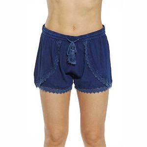 Riviera Sun Womens Denim Look Casual Shorts with Elastic Waist and Drawstring - 1 of 1