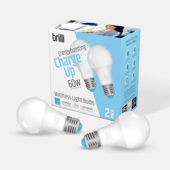 Brilli 2pk A19 60W Charge Up Energy-Boosting Dimmable LED Light Bulbs White