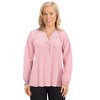 Collections Etc Seersucker Smock Trimmed V-Neck Long Sleeve Shirt - 2 of 4