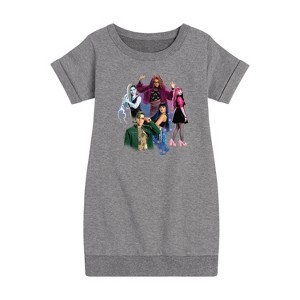Girls' - Monster High - Character Group Graphic Short Sleeve Fleece Dress - 1 of 4