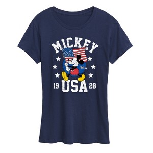 Women's - Disney - Mickey Waving Flag USA Short Sleeve Graphic T-Shirt - 1 of 4