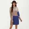 Anna-Kaci Women’s Colorblock Knit Sweater Dress with Long Sleeves, Ribbed Edges and Straight Silhouette for Effortless Comfort - 2 of 4