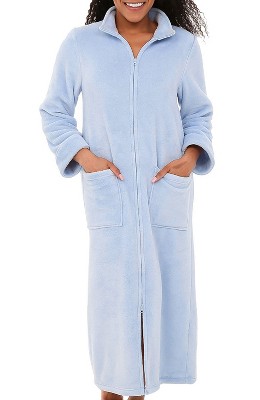 Adr Women's Zip Up Plush Robe, Oversized Bathrobe With Two Way Zipper ...