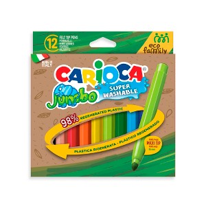 CARIOCA Eco Family Jumbo Maxi Tip Washable Felt Tip Pens - 12 Pieces - 1 of 4