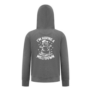 Everyday Kids Christmas Collection I’m Having a Meltdown Zip Up Hoodie – Funny Snowman Holiday Sweatshirt - Charcoal Gray - 1 of 2