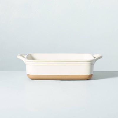 1.75qt Square Stoneware Baking Dish with Handles Cream/Clay - Hearth & Hand™ with Magnolia
