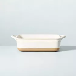1.75qt Square Stoneware Baking Dish with Handles Cream/Clay - Hearth & Hand™ with Magnolia