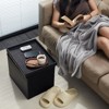 Aoibox Storage Ottoman Folding Foot Rest Stool, Leather Footstool Bench, Short Ottoman Stool with Hidden Storage, Perfect for Living Room, Bedroom,etc - 2 of 4