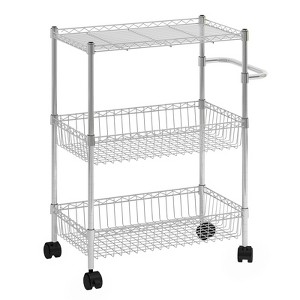 3 Tie Rolling Utility Kitchen Cart On Wheels,600Lbs Wire Shelving Wire Basket Shelf Storage Cart, Utility Trolley with Handles for Office,Kitchen - 1 of 4