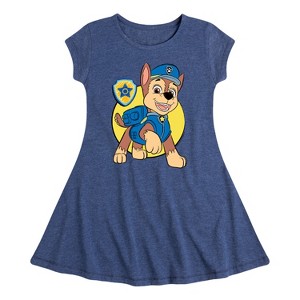 Girls' - Paw Patrol - Chase Sketch Fit & Flair Cap Sleeve Dress - 1 of 4