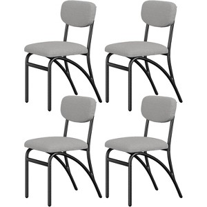 Dining Chairs, Boucle Dining Chairs Set of 2, Farmhouse Kitchen Dining Room Chairs, Upholstered Dining Chairs With Black Metal Legs - 1 of 4