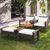 Tangkula 5 PCS Patio Rattan Sofa Set Outdoor Wicker Conversation Set w/ Coffee Table & Cushion - 3 of 4