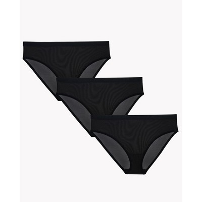 Smart and Sexy Women's Mesh String Bikini Panty 6 Pack Black Hue/Bark XL