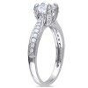 EVERLY JEWELRY | Sterling Silver 1/5 CT TW Diamond and 1.01 CT TGW Created White Sapphire Engagement Ring - 2 of 3