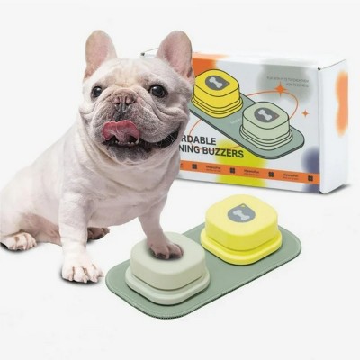 Mewoofun Pet Toy Dog Buttons for Communication Starter Pack, Recordable Set with Mat Stickers, 2 Packs Rubber Mat, Multicolored, 7.36"*4.33"*2.17"