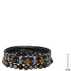 Steeltime Men's 2pc set black leather, tiger eye crosses and black ip stainless steel/hematite & tiger eye beaded bracelets - 3 of 4
