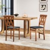 Tangkula Folding Wooden Dining Chair Set of 2 Faux Leather Upholstered Kitchen Armless Chairs w/ Padded Seat - 4 of 4