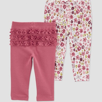 Image of Carter's Just One You® Baby Girls' 2pk Ruffle Floral Pants - Pink 3M