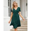 Midi Dress for Women Summer Short Sleeve Business V Neck A-Line Flowy Ruffle Elegant Wedding Guest Midi Dresses - 2 of 4