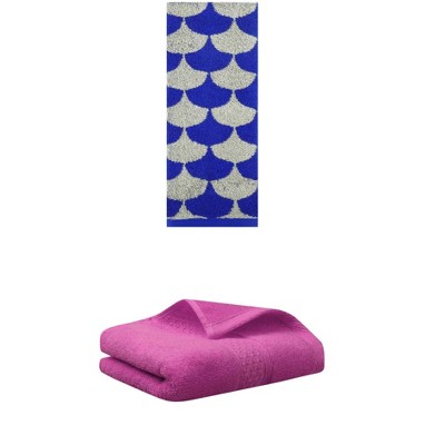 REGALWOVEN Geometric Absorbent Soft Bathroom Cotton Hand Towels 13" x 30"/13" x 29" 2 Packs