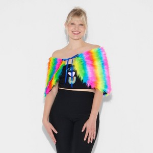 Pride Adult Gender Rainbow Faux Fur Festival Wrap Scarf - 1 of 3