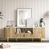 70in Fluted TV Stand Fits TVs up to 80", Wood Entertainment Center Media TV Console with Faux Marble Top Adjustable Shelves and Sliding Doors - 2 of 4