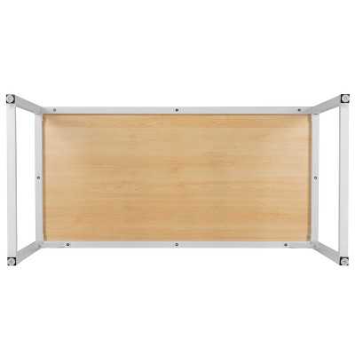 Maple and White Adjustable Height Desk with Keyboard Tray